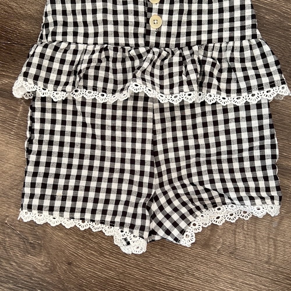 NEW Jessica Simpson Toddler Girls Black & White Gingham Plaid Romper - Size 18M - Picture 8 of 12